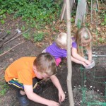 the kids planting beans