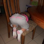 KK sleeping in a kitchen chair this evening...she must have been tired